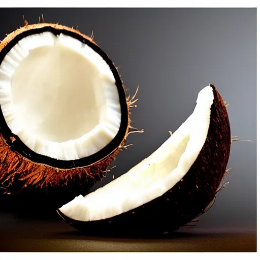 Image similar to beautiful fine art of coconut , studio lighting, Photorealistic, highly detailed and intricate, HDR 8k