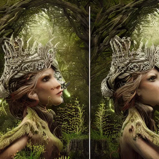 Image similar to the forest queen, 4 k, intricate detailed, jaw dropping, gorgeous, surreal, octane render