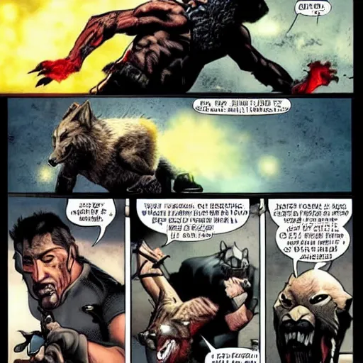 Image similar to mutant wolf vs the punisher in mortal kombat