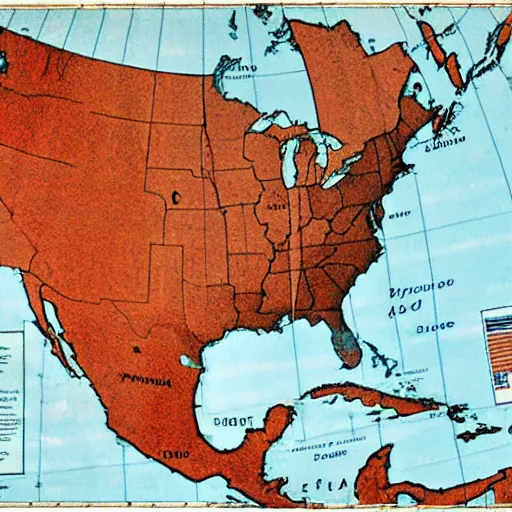 Prompt: a map of north america, labeled