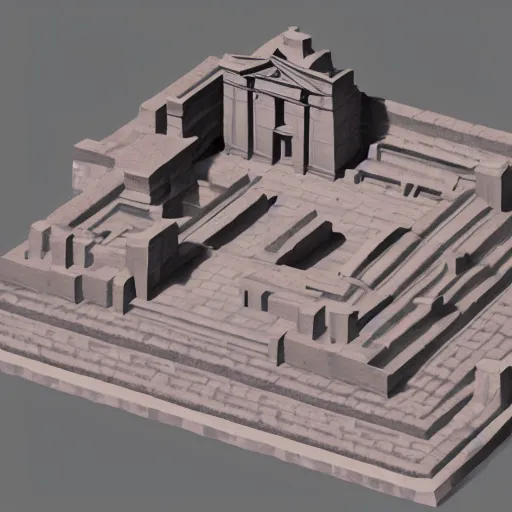 Image similar to low poly isometric version of the temple at petra,