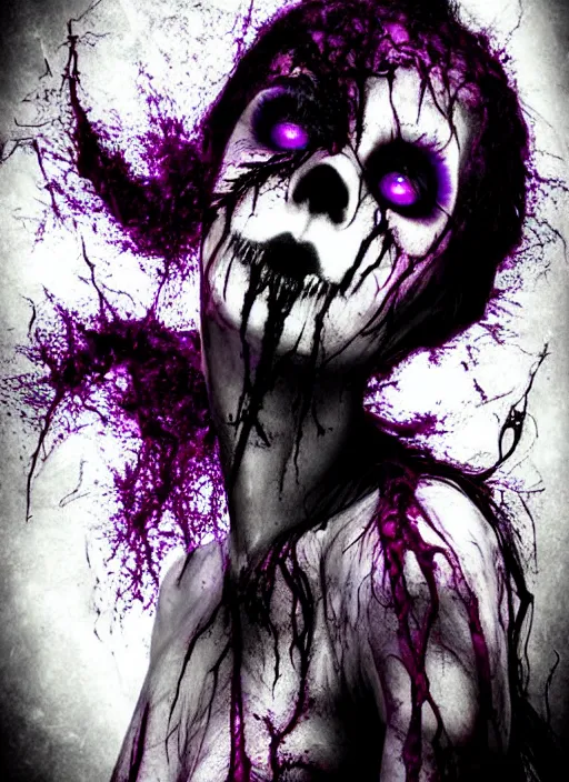 Prompt: gothic soul - spirit with galaxy dead eyes, random decor of necro blast, psycho colors veins, realistic flavor, twisted sorrow fade soft, award winning photoshoot 1