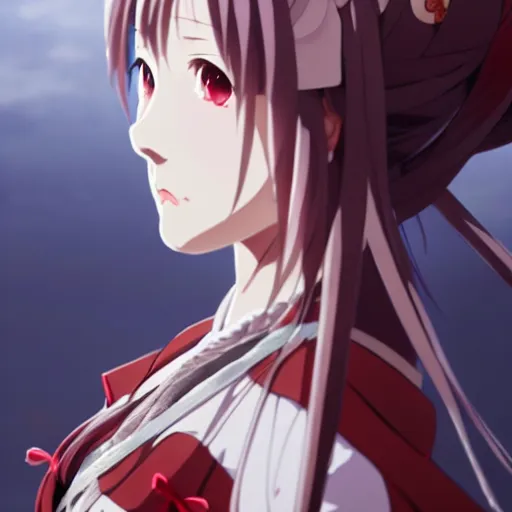 Image similar to a film still portrait of a kasane teto, finely detailed features, closeup at the faces, perfect art, at an ancient city, gapmoe yandere grimdark, trending on pixiv fanbox, painted by greg rutkowski makoto shinkai takashi takeuchi studio ghibli, akihiko yoshida