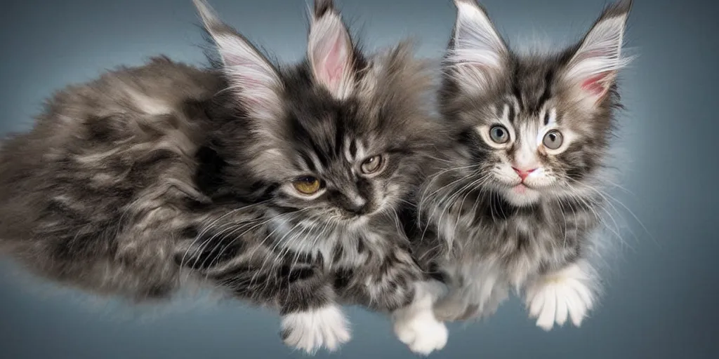 Image similar to a 3 d rendered movie still maine coon kitten descendant 1 million in the future. kitten wears a spacesuit, and explores cosmos in a space ship with a cat tree. science fiction blockbuster movie kittens rule the world or what's on tv? kittens!, dramatic lighting, imax 7 0 mm. buzz lightyear