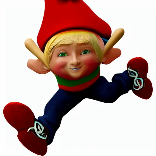 Image similar to athletic gnome with blonde hair and short bow, digital art