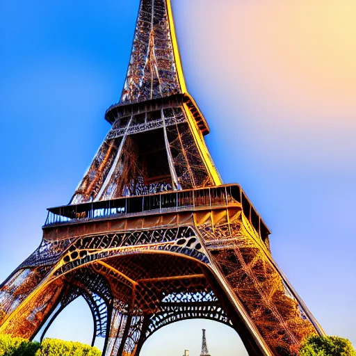 Image similar to eiffel tower constructed out of wood, beautiful, stunning, coherent, landscape photo, realistic