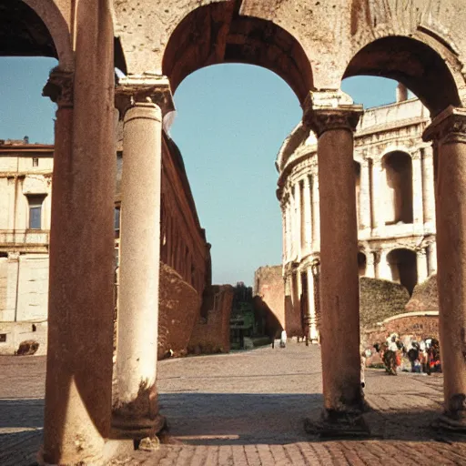 Prompt: portra 800 street photography in ancient Rome