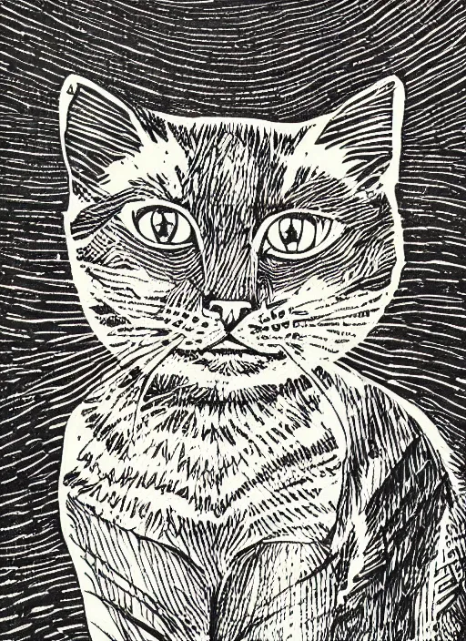 Image similar to cat woodcut print by Samuel Jessurun de Mesquita