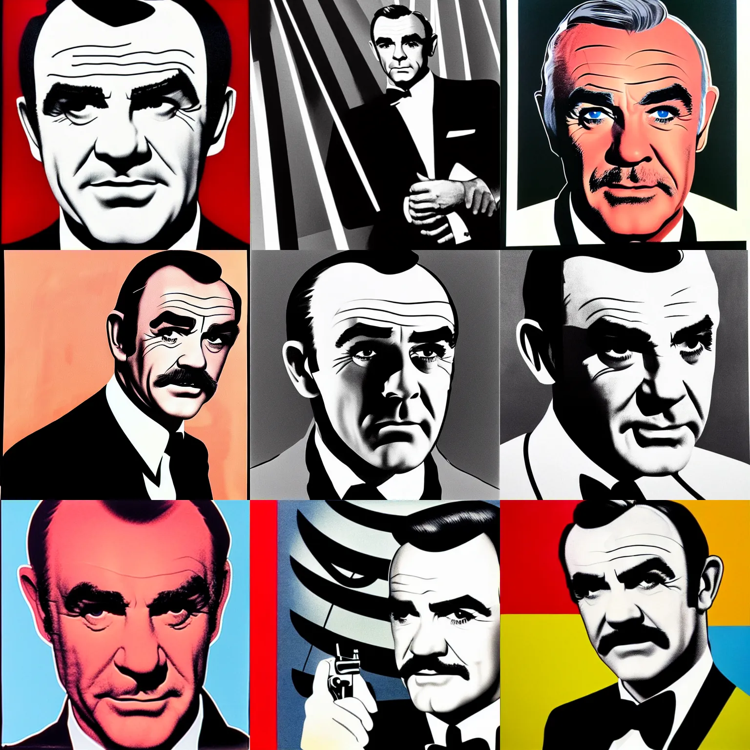 Prompt: Sean Connery as James bond by andy warhol