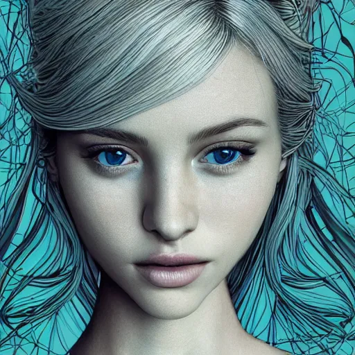 Image similar to a portrait of an incredibly beautiful, graceful, elegant, and sophisticated young blonde girl made of garlic, an ultrafine detailed illustration by james jean, intricate linework, bright colors, final fantasy, behance contest winner, vanitas, angular, altermodern, unreal engine 5 highly rendered, global illumination, radiant light, detailed and intricate environment