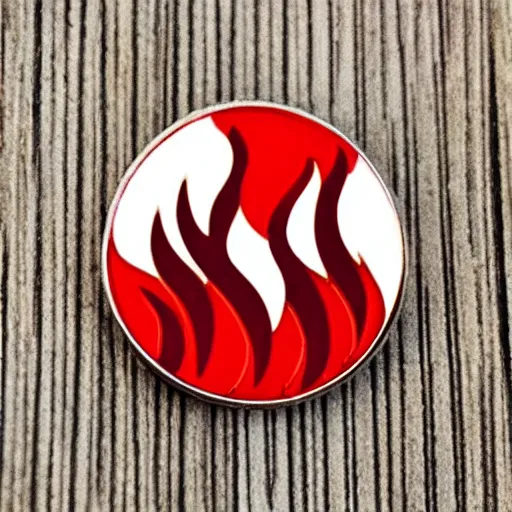 Image similar to simple yet detailed, fire warning flame enamel pin design