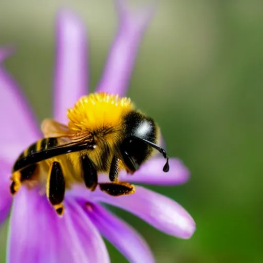 Image similar to a bee finding the last flower in antarctica, beautiful macro photography, ambient light