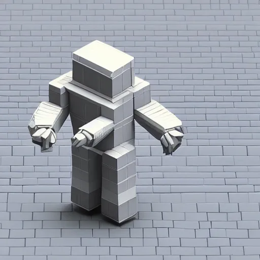 Image similar to 3 d render isometric voxel robot in tokyo