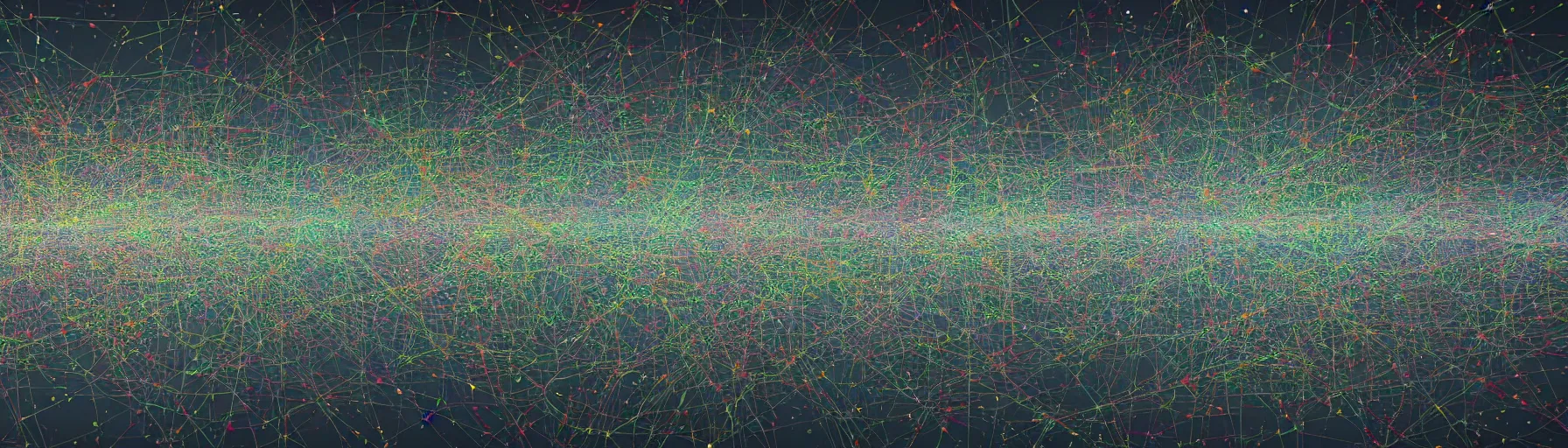 Prompt: high-resolution abstract data art in the shape of a city skyline, clusters and constellations of fragmented connections in the pattern of an audio waveform, digital art, unreal engine, 4k