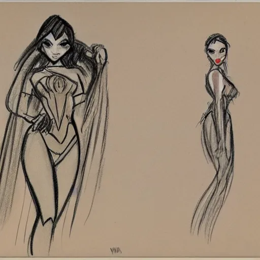 Image similar to milt kahl sketch of victoria justice with curvy body as princess padme from stars wars episode 3