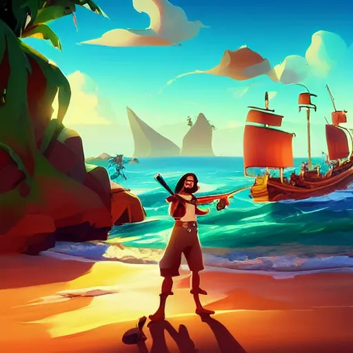 Image similar to painting treasure on sea of thieves game smooth median photoshop filter cutout vector, behance hd by jesper ejsing, by rhads, makoto shinkai and lois van baarle, ilya kuvshinov, rossdraws global illumination