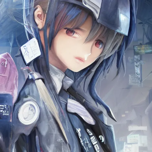 Image similar to dynamic composition, motion, ultra-detailed, incredibly detailed, a lot of details, amazing fine details and brush strokes, colorful and grayish palette, smooth, HD semirealistic anime CG concept art digital painting, watercolor oil painting of Clean and detailed post-cyberpunk sci-fi close-up schoolgirl in asian city in style of cytus and deemo, blue flame, relaxing, calm and mysterious vibes,, by a Chinese artist at ArtStation, by Huang Guangjian, Fenghua Zhong, Ruan Jia, Xin Jin and Wei Chang. Realistic artwork of a Chinese videogame, gradients, gentle an harmonic grayish colors. set in half-life 2, Matrix, GITS, Blade Runner, Neotokyo Source, Syndicate(2012), dynamic composition, beautiful with eerie vibes, very inspirational, very stylish, with gradients, surrealistic, dystopia, postapocalyptic vibes, depth of field, mist, rich cinematic atmosphere, perfect digital art, mystical journey in strange world