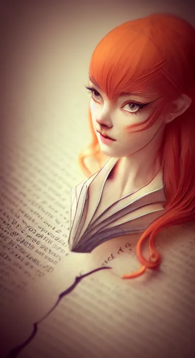 Image similar to cute anthropomorphic bookmark by charlie bowater and anna dittmann and artgerm and clemens ascher, portrait, intricate, elegant, orange mist, product shot, macro, symmetrical face, highly detailed, dramatic lighting, sharp focus, octane render, trending on artstation, artstationhd, artstationhq, unreal engine, 4 k, 8 k