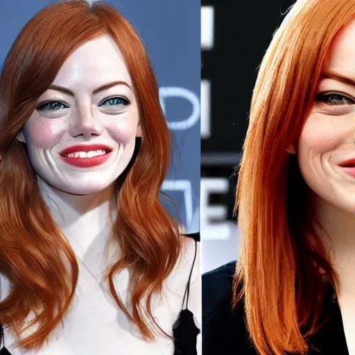 Image similar to big rock solid stone with the emerging face of emma stone