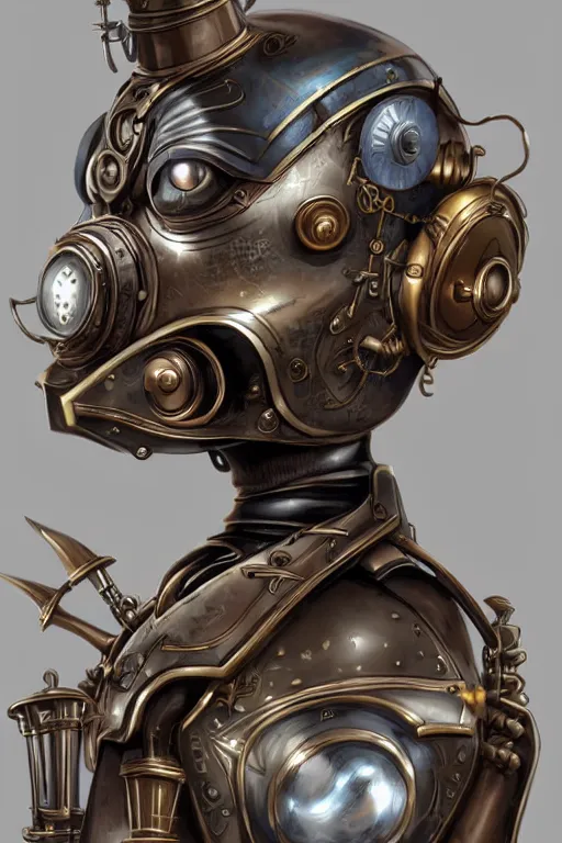 Image similar to steampunk helmet fantasy art mask robot ninja stylized digital illustration sharp focus, elegant intricate digital painting artstation concept art global illumination ray tracing advanced technology chaykin howard and campionpascale and cooke darwyn and davis jack