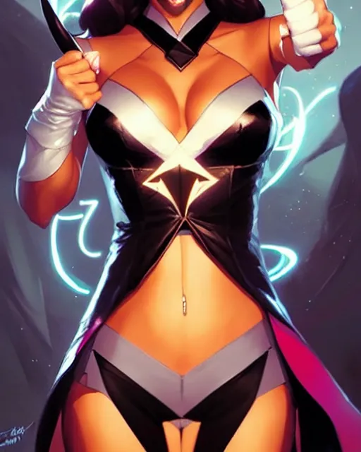 Image similar to artgerm, greg rutkowski comic book cover art, jessica alba as zatanna