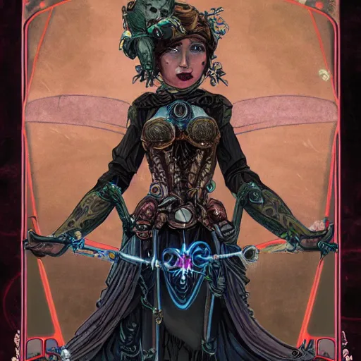 Prompt: an ethereal steampunk sith princess, grimdank tarot card by james jean and steven belledin