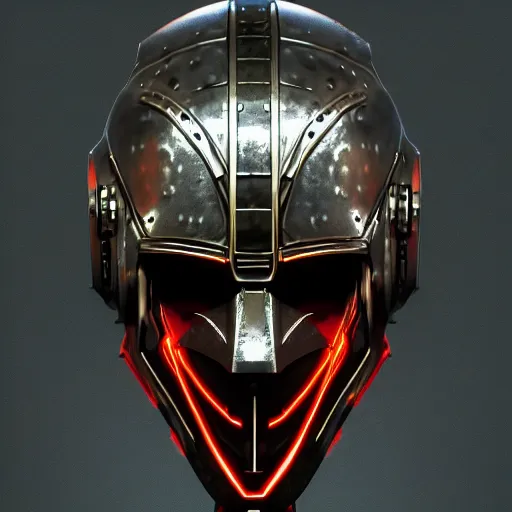 Image similar to cyberpunk viking helmet mask robot ninja illumination ray tracing hdr fanart arstation by sung choi and eric pfeiffer and gabriel garza and casper konefal