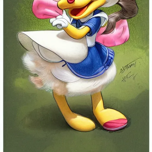 Image similar to daisy duck, by disney and jean - baptiste monge