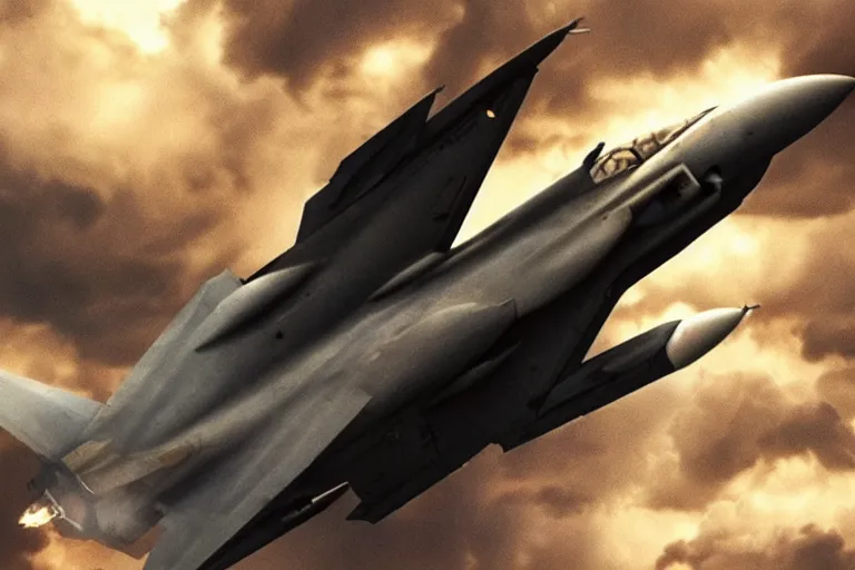 Prompt: a cinematic painting of a fighter jet, sonic boom, beautiful lighting, high depth, ultra realistic, rain, clouds, artistic, by zack snyder