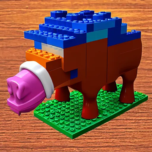 Image similar to Napoleon animal farm pig lego 3d model