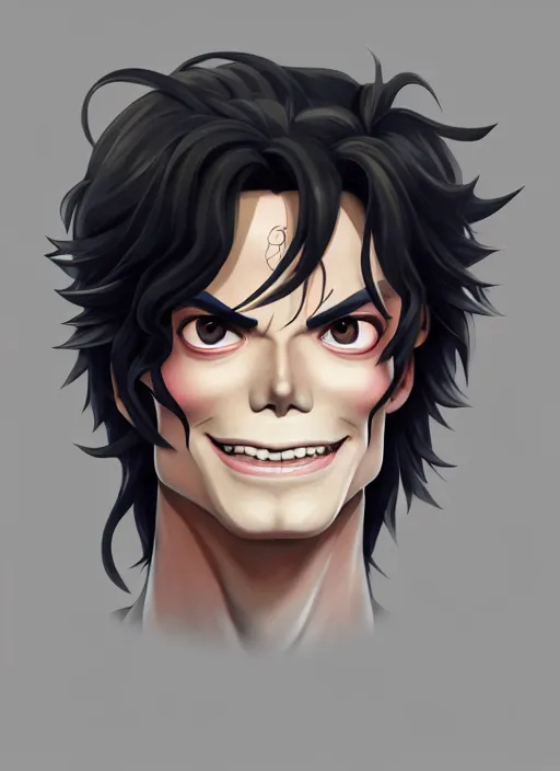 Prompt: centered!! macro head portrait of medieval smirk smile king michael jackson, artstation, detailed cartoon, elegant, digital painting, concept art, smooth, sharp focus, illustration, ghibli, makoto shinkai, don bluth, fujita goro, jean giraud, akihiko yoshida, tom whalen 8 k