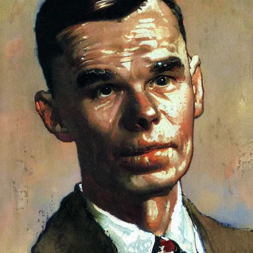 Prompt: alan turing portait painted by norman rockwell