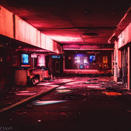 Prompt: photograph of the inside of a rundown hidden club filled with people on a busy night, closeup, brutalist design, cyberpunk, sigma 85mm f/1.4, 4k, depth of field, high resolution, 4k, 8k, hd, full color