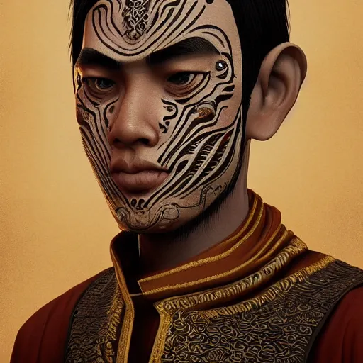 Prompt: javanese man wear traditional dress. matte, facial features, symmetrical anatomy, hyperdetailed, digital art, baroque, pop punk art style, fantasy, full body pictures, without duplication, art by artgerm and ilya kuvshinov and vinicius gud and gustavo zambelli, intricate, octane render.