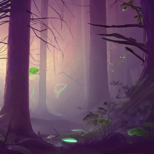Prompt: bioluminescent plant in a forest, wallpaper, artstation,