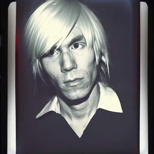 Prompt: Polaroid Portrait of Andy Warhol doing anime cosplay, taken in the 1970s, photo taken on a 1970s polaroid camera, grainy, real life, hyperrealistic, ultra realistic, realistic, highly detailed, epic, HD quality, 8k resolution, body and headshot, film still, front facing, front view, headshot and bodyshot, detailed face, very detailed face