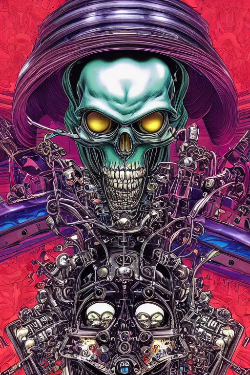 Image similar to portrait of crazy roborts skeletor, symmetrical, by yoichi hatakenaka, masamune shirow, josan gonzales and dan mumford, ayami kojima, takato yamamoto, barclay shaw, karol bak, yukito kishiro