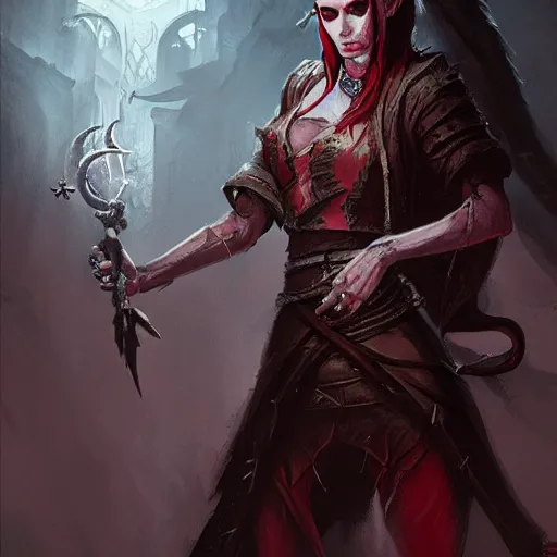 Prompt: a rat priestess with bloody eyes, by greg rutkowski, in the style of magic the gathering, highly detailed, 4k