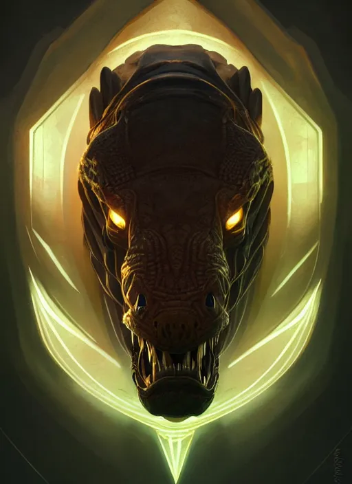 Image similar to symmetry!! portrait of renekton, league of legends, glowing lights!! intricate, elegant, highly detailed, digital painting, artstation, concept art, smooth, sharp focus, illustration, art by artgerm and greg rutkowski and alphonse mucha