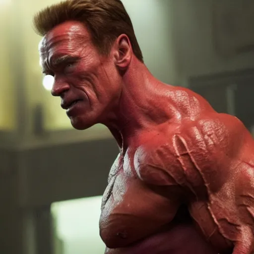 Image similar to film still of Arnold Schwarzenegger as Drax in Guardians of the Galaxy