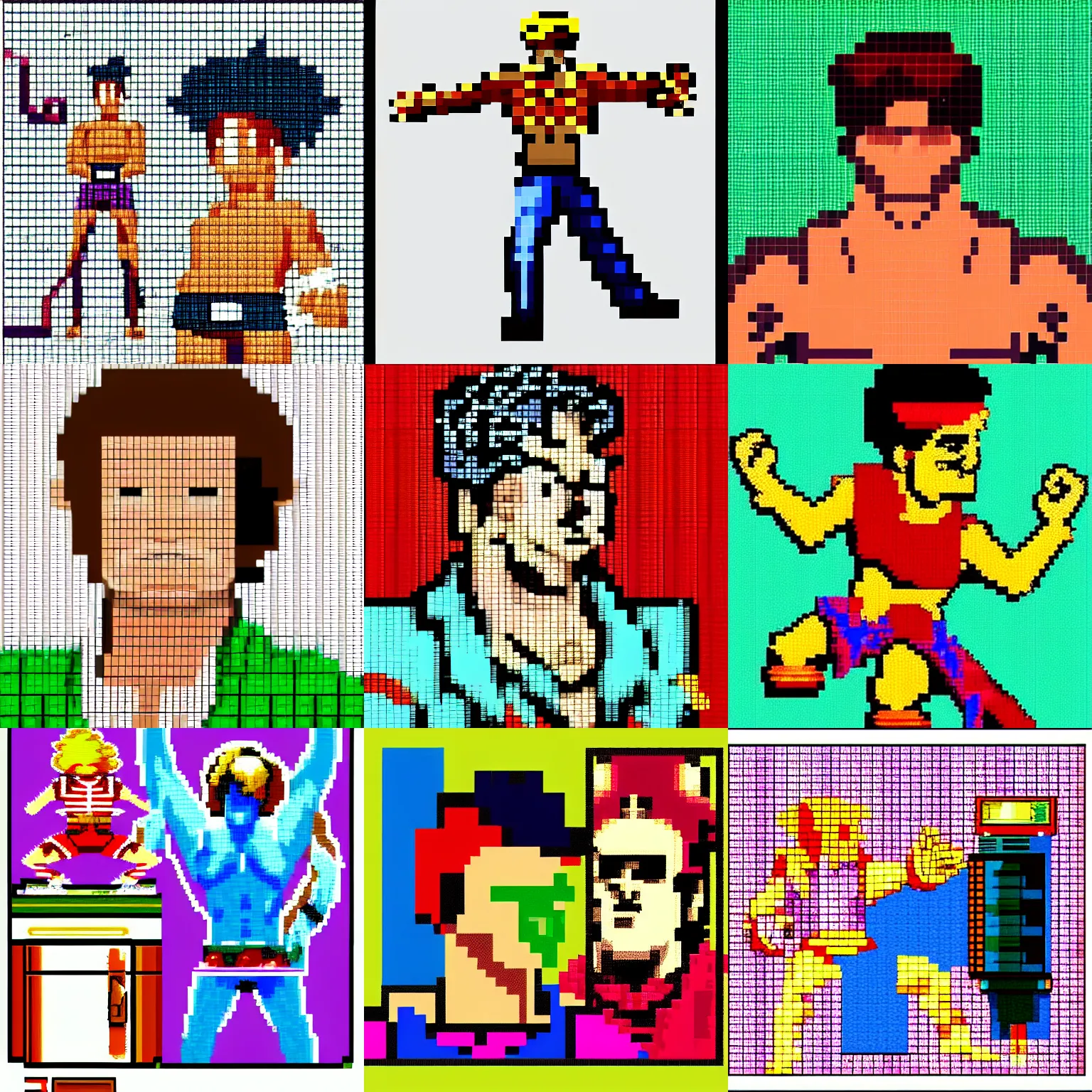 Prompt: Pauly shore streetfighter 2 pixel art character