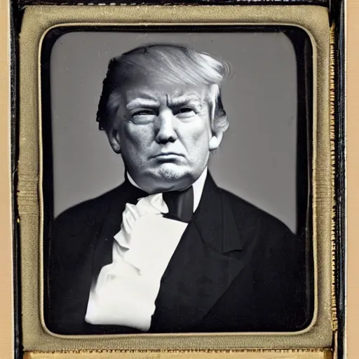 Image similar to A daguerreotype photo of Donald Trump