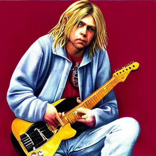Image similar to Kurt cobain 90s album cover, highly detailed