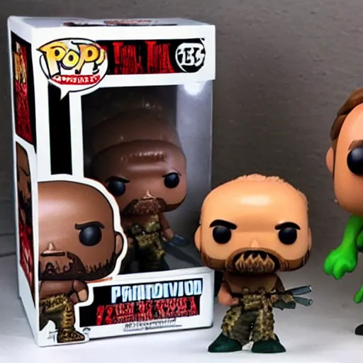 Prompt: movie predator funko pops