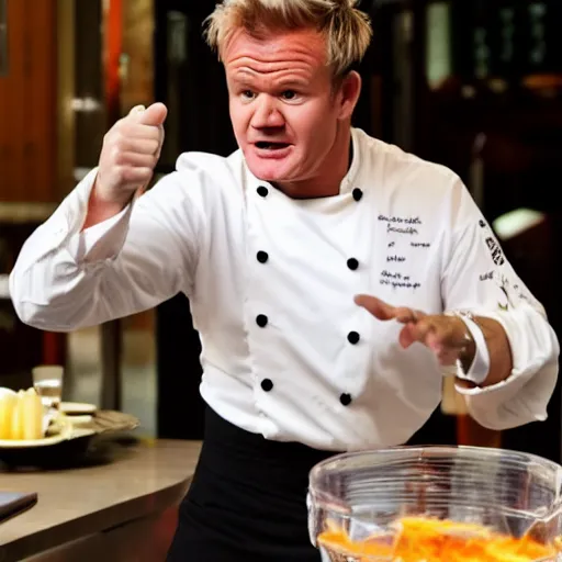 Prompt: gordon ramsey yelling and pointing at a baby