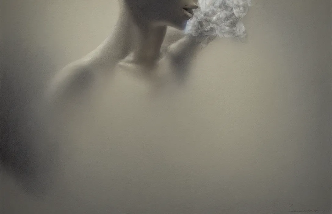 Prompt: complexion painted with fine brushes line density is used for rendering light and shadow. light and shade should blend without lines or borders, in the manner of smoke the precision of drawing makes the final effect that of a shallow relief sculpture render by christopher soukup