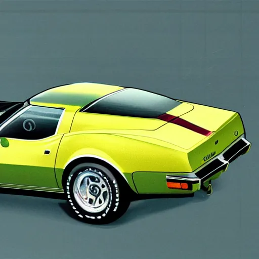 Image similar to concept art of a 1 9 7 9 yellow stingray corvette