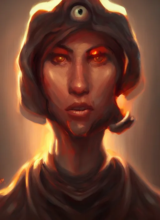 Image similar to beholder fantasy painting portrait, portrait, oil painting, artstation, unreal 5, hd, artgerm, dnd, rpg