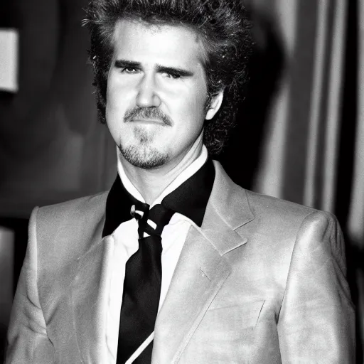 Image similar to will farrell wearing piano key necktie, 1 9 8 0 s, saxophone,