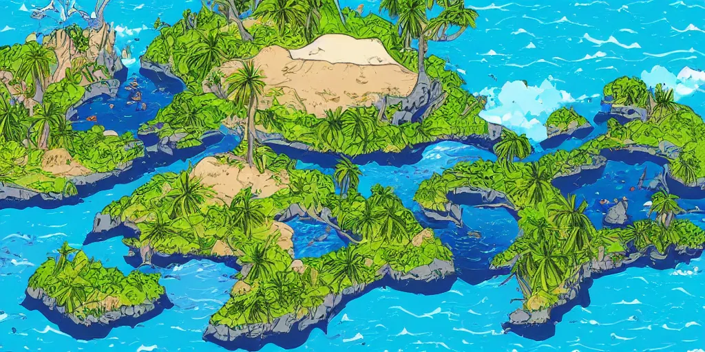 Image similar to stunning landscape of a lost island on a sunny day by brian k. vaughan